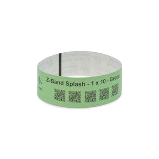 10012717-4K - ZEBRA 1" X 10" Z-BAND SPLASH WRISTBAND (GREEN) (CASE)